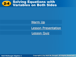 2-4 Notes Solving Equations with Variables on both Sides