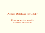 Access Database for CIS17