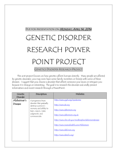 Genetics disorder-3 - Grace Wilday Junior High School
