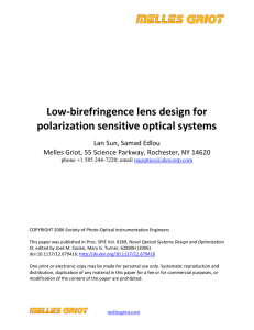 Low-birefringence lens design for polarization sensitive optical