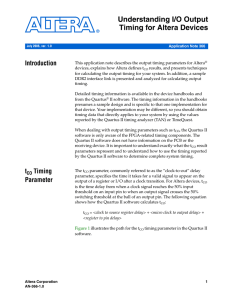 AN 366: Understanding I/O Output Timing for Altera Devices