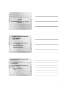 Unit 6 Naming Binary Compounds