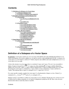 Contents Definition of a Subspace of a Vector Space