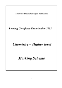 Chemistry – Higher level Marking Scheme