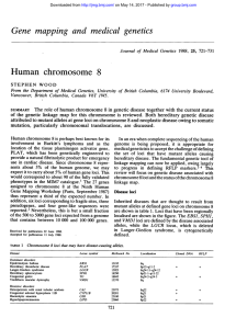 Gene mapping and medical genetics Human chromosome 8