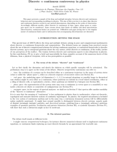 Discrete vs continuous controversy in physics