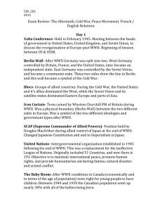 CHC 2D1 2015 Exam Review: The Aftermath, Cold War, Peace