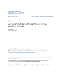 Lowering Cholesterol: through the use of Plant Sterols and Stanols