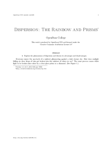 Dispersion: The Rainbow and Prisms