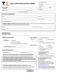 APPLICATION FOR ELECTRICAL PERMIT