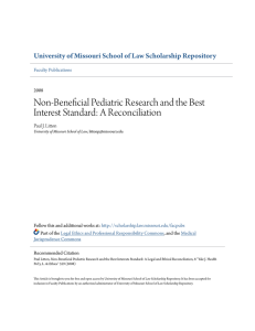 Non-Beneficial Pediatric Research and the Best Interest Standard: A
