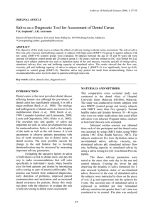 Saliva as a Diagnostic Tool for Assessment of Dental Caries