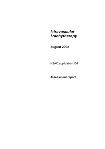 Intravascular brachytherapy - Medical Services Advisory Committee