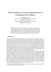The Formulae-as-Classes Interpretation of Constructive Set Theory