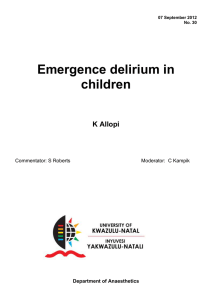 Dr K Allopi - Emergence delirium in children