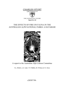 The effects of fire on fauna in the Australian Alps National Parks: A