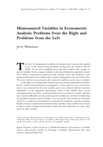 Mismeasured Variables in Econometric Analysis: Problems from the