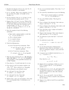 MTH299 Final Exam Review 1. Describe the elements of the set (Z