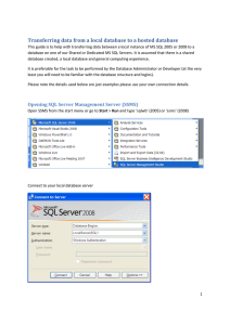 Transferring data from a local database to a hosted