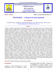 TRAMADOL – A Drug to be used cautiously