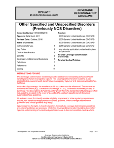 Other Specified and Unspecified Disorders