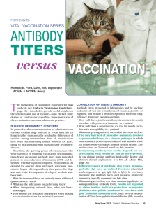 anTibody TiTerS VerSuS VaccinaTion