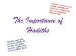 The Importance of Hadiths