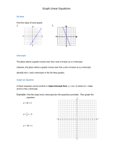 Graph Linear Equations Do Now Find the slope of each graph: 1. 2