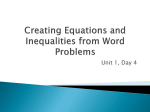 Creating equations and inequalities.