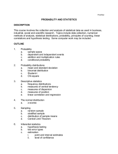 PROBABILITY AND STATISTICS DESCRIPTION This course