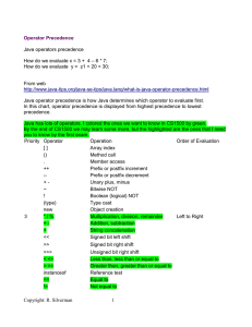Precedence - cs.csustan.edu