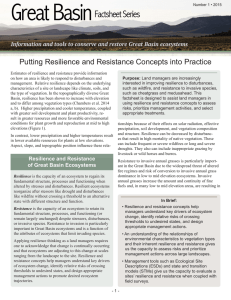 Great Basin Fact Sheet No. 1: Putting Resilience and Resistance