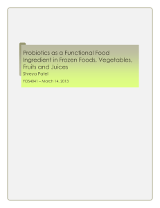 Probiotics as a Functional Food Ingredient in Frozen Foods