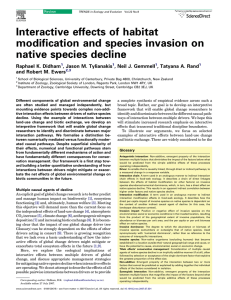 Interactive effects of habitat modification and species invasion on