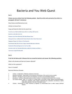 Bacteria and You Web Quest Part 1 Choose any two articles from