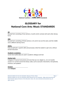 GLOSSARY for National Core Arts: Music STANDARDS