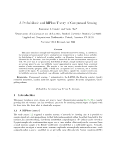 A Probabilistic and RIPless Theory of Compressed Sensing
