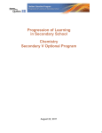 Progression of Learning in Secondary School Chemistry Secondary