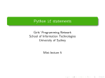 Python if statements - School of Information Technologies
