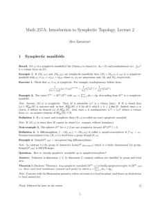 Math 257A: Introduction to Symplectic Topology, Lecture 2