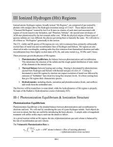 III Ionized Hydrogen (HII) Regions