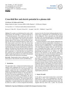 Cross-field flow and electric potential in a plasma slab