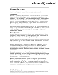 Korsakoff Syndrome Topic Sheet