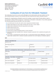 Continuation of Care Form for Orthodontic Treatment