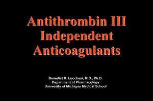 Anticoagulants, Thrombolytics Agents and Antiplatelet Drugs