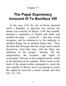 The Papal Supremacy Innocent III To Boniface VIII