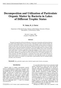 Decomposition and Utilization of Particulate Organic Matter by