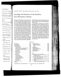 petrology and Structure of the Southern Wet Mountains, Colorado