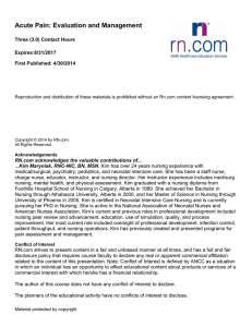 Acute Pain: Evaluation and Management