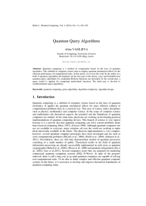 Quantum Query Algorithms - Baltic Journal of Modern Computing